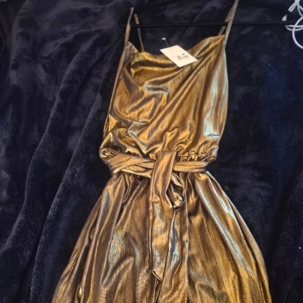 Gold Metallic Romper with Belt